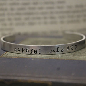 Handmade Stamped Bracelet -- Harry potter wizard